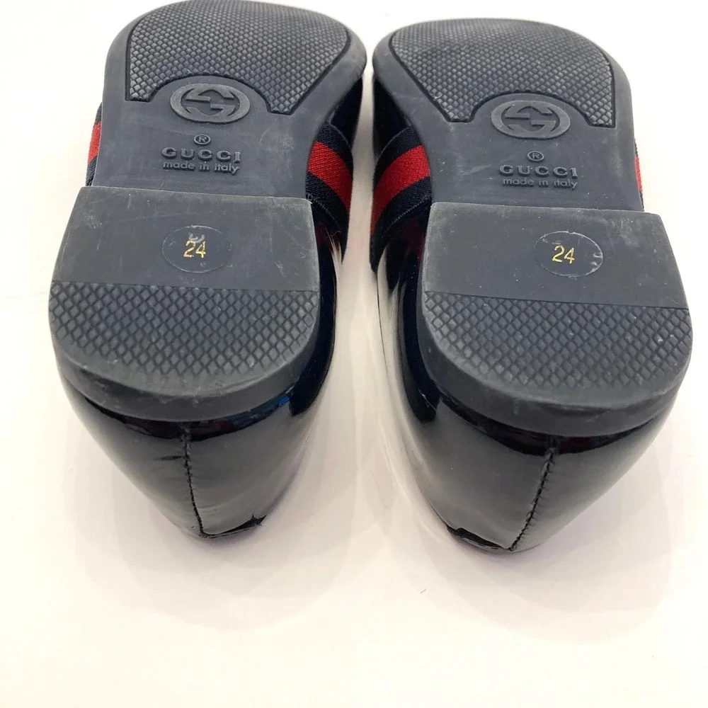 Gucci Navy Blue Patent Leather Mary Jane Shoes‎ Flats Toddler 6.5 EU 24 Box Bag